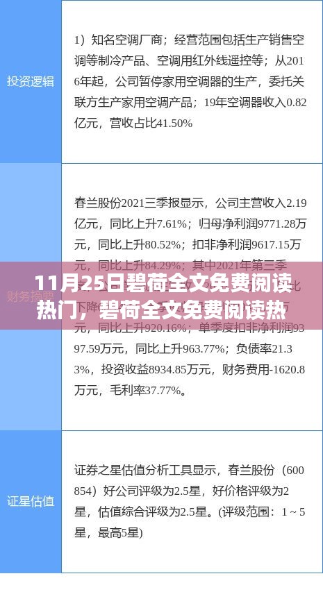 碧荷全文免费阅读热门，11月25日独家畅享盛宴