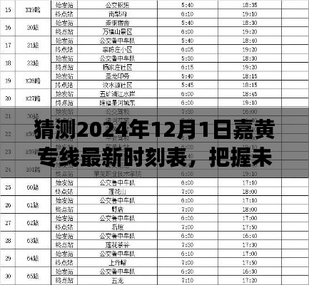 嘉黄专线新时刻表猜想，驾驭未来变化，励志篇章开启的励志之旅