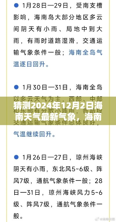 海南奇遇，友情与天气的温馨故事，预测2024年海南天气最新气象