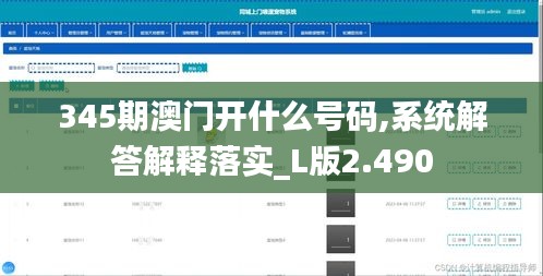 345期澳门开什么号码,系统解答解释落实_L版2.490