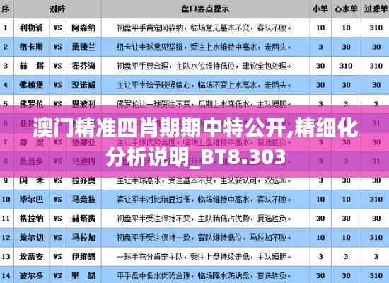 澳门精准四肖期期中特公开,精细化分析说明_BT8.303