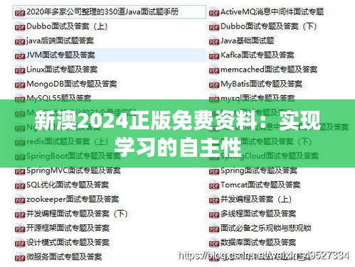 新澳2024正版免费资料：实现学习的自主性