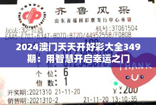 2024澳门天天开好彩大全349期：用智慧开启幸运之门