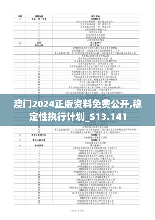 澳门2024正版资料免费公开,稳定性执行计划_S13.141