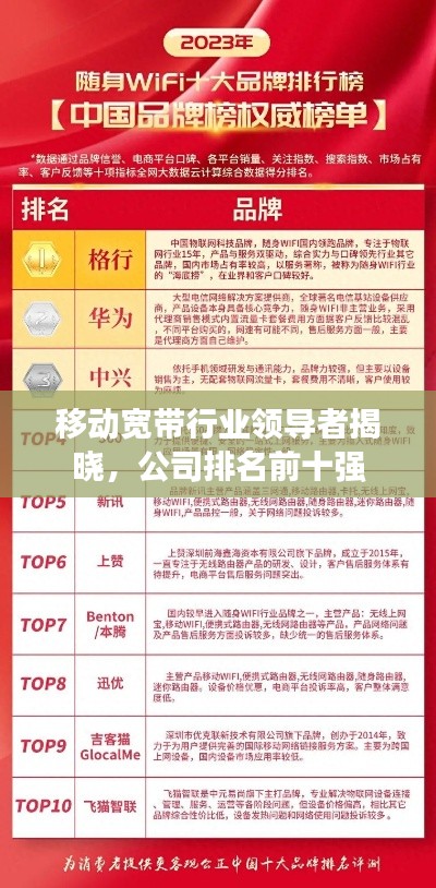 移动宽带行业领导者揭晓，公司排名前十强
