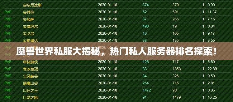 魔兽世界私服大揭秘，热门私人服务器排名探索！