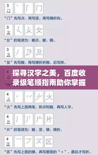 探寻汉字之美，百度收录级笔顺指南助你掌握正确书写！